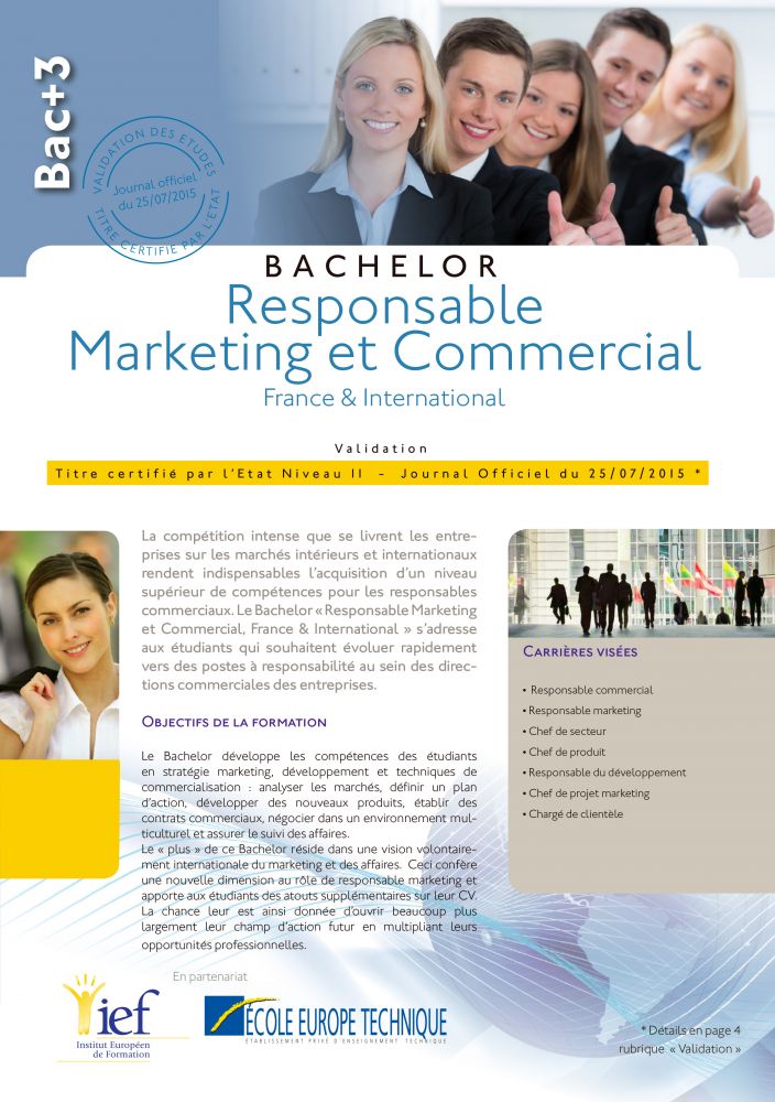 Programme Bac+3 niveau Licence Professionnelle Marketing Commerce - IEF Strasbourg